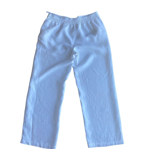 Artisan NY Women's Linen Pants XL White Elastic Waist Drawstring Relaxed Fit - Picture 2 of 9